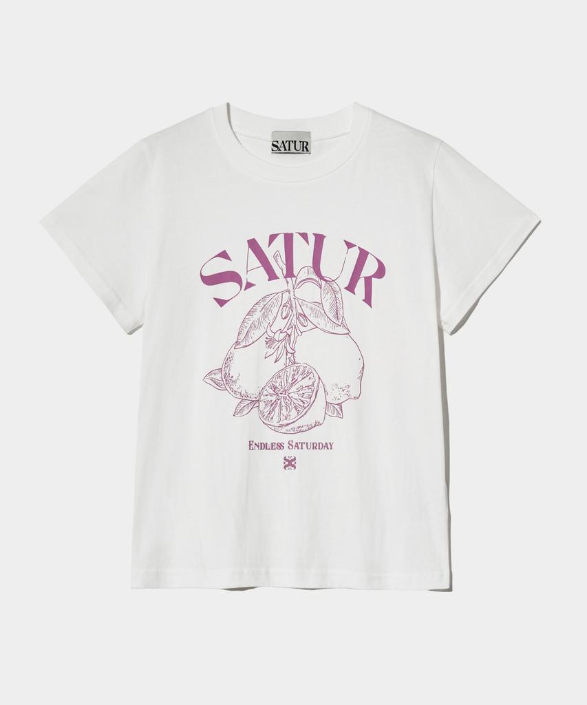 Seteo (W) Capri Citron Drawing Summer Graphic Short Sleeve T-Shirt Magenta Purple