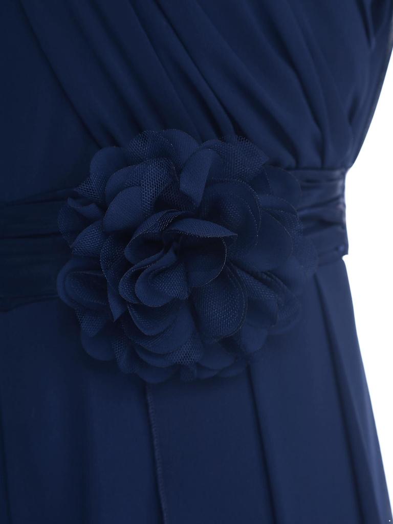 Completo per Feste e Celebrazioni per Bambine: Tuta in Chiffon con Volant e Fiore Amovibile, Vita Alta con Cintura per Eventi