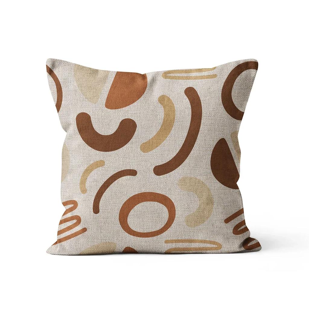 Home Decor Abstract Geometric Pattern Cushion Cover Nordic Style  Linen Pillowcase Decorative for Sofa Farmhouse 45X45CM