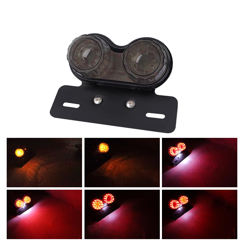 Universal 12V Motorcycle LED Brake Tail Light Signal Lights LED Integrated Tail Light with License Plate Bracket Motorbikes