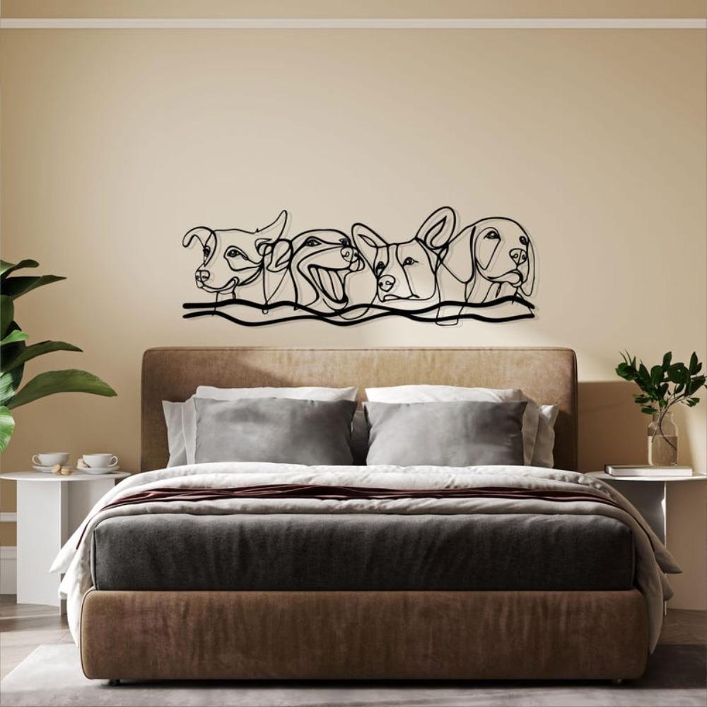 Minimalistische Metall-Hundekunst, Moderne Haustier-Wanddekoration, Geschenk für Hundeliebhaber