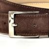 [FashionBerry] Brown A Italian-made Genuine Leather Suede Thin Belt for Men and Women. Italian Leather Belt for Business, Formal, and Casual Wear.