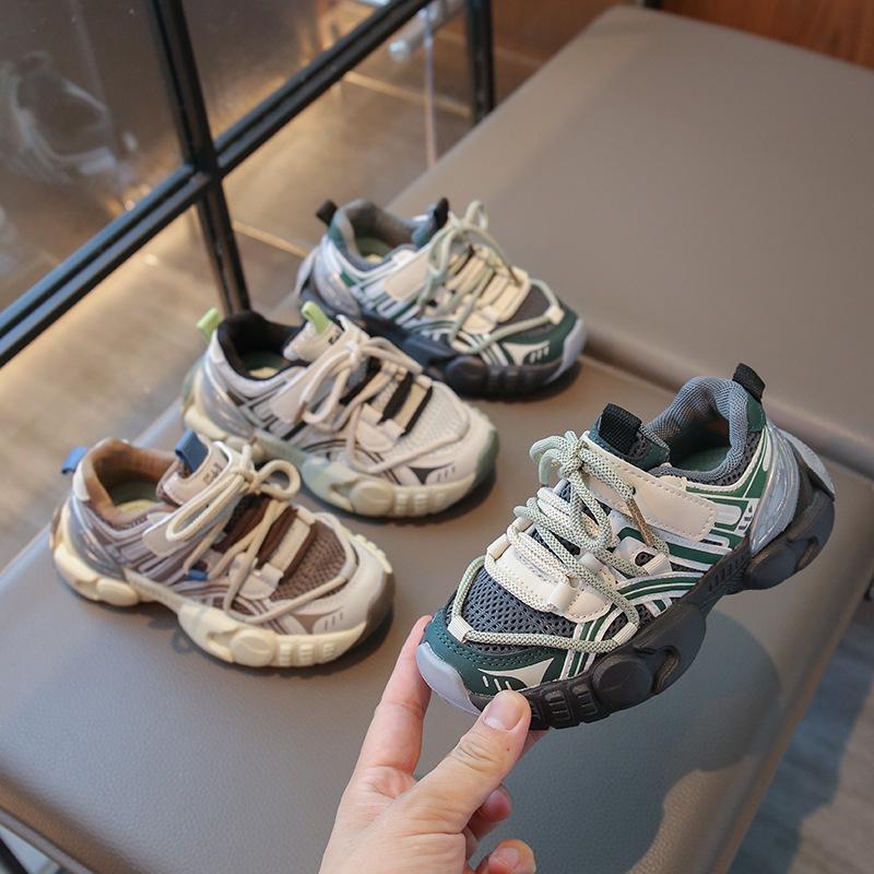 Children's sports shoes 2025 spring and autumn new mesh breathable dad shoes fashion Korean version soft sole men's and women's casual trendy shoes