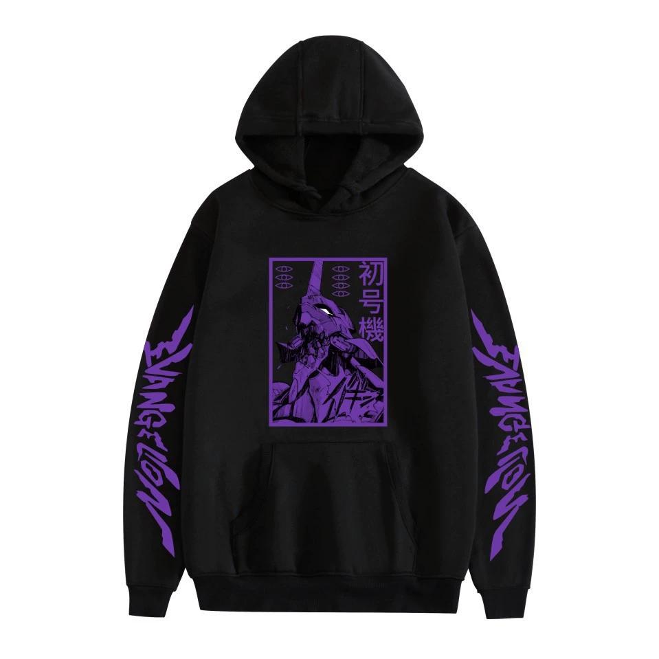 Mens Womens Hoodie EVA Anime Hoodies Streetwear Harajuku Casual Printed Hooded Pullover Sweatshirts XS