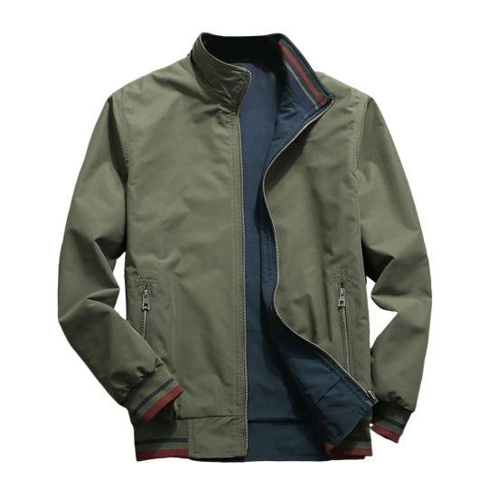 

Мужская куртка с эластичными манжетами, воротником-стойкой, длинным рукавом, в стиле пэчворк, двусторонняя куртка, пальто с карманами, повседневная верхняя одежда M зелёный
