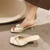 Size 35-43, Large Size Women's Shoes 41 Fat Feet Open-toed Thin Heels Cool Slippers Women's Summer Korean Version Fashion High Heels 42