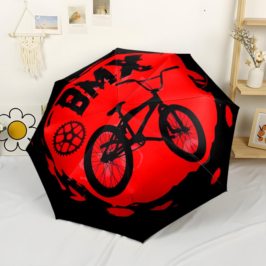 Bmx Bike Adventure Portable Automatic Umbrella with 8-Rib Foldable Design Durable Everyday Carry Umbrella Elegant Umbrella Spiritual Gift