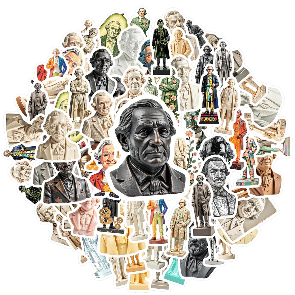 35-100pcs Historical Figure Stickers Teacher Reward Stickers Stationery School Supplies Decorative Luggage Laptop Cup Diary Book