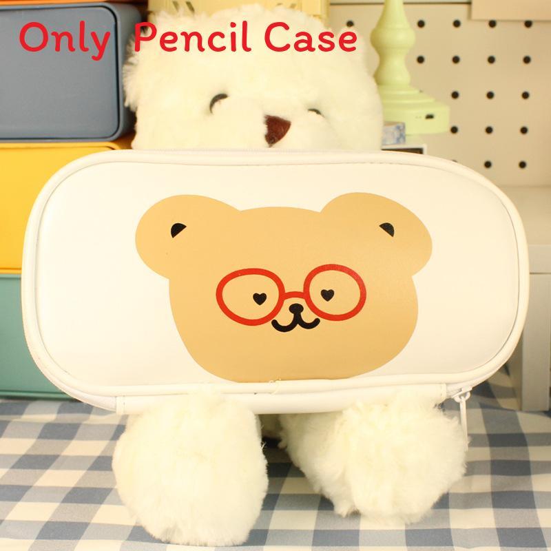 Japanese Style Pu Pencil Bag With Cute Bear Design For School Supplies