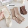 Female Autumn and Winter Trend Solid Color Stripe in The Tube Stack Socks