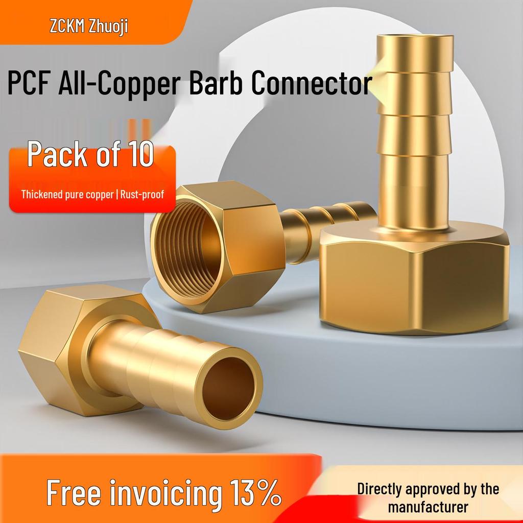 Zhuoji Brass 4-Point Water/Air Pipe Connector with 6-Point Threads for Gas and Soft Hose.