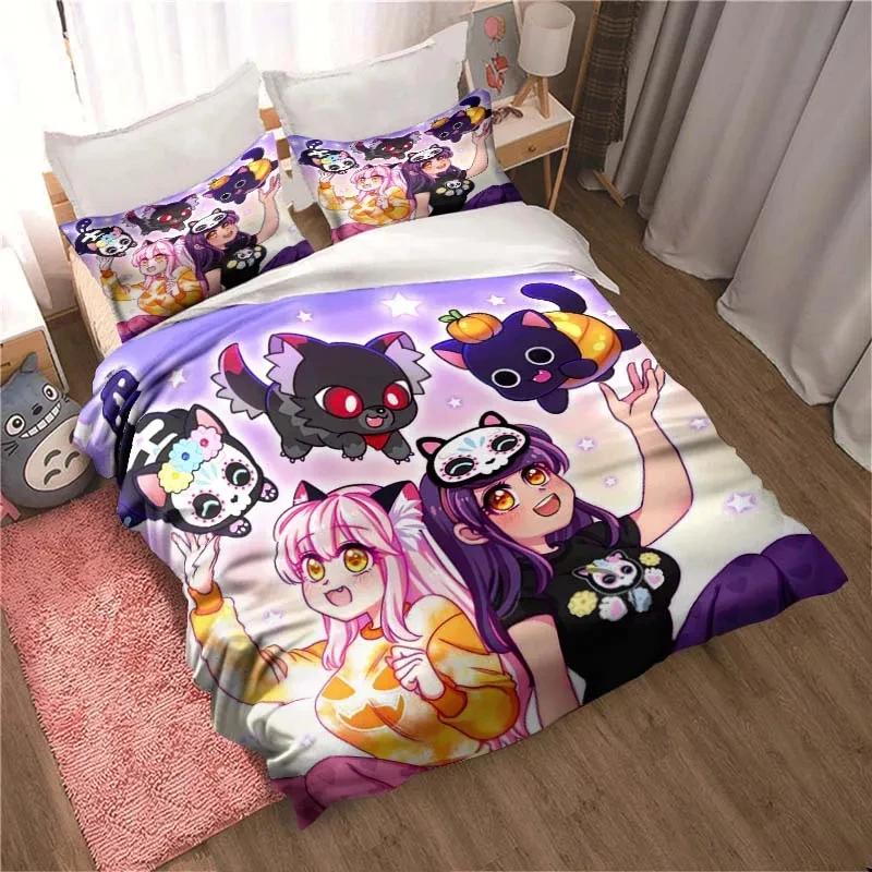 3D Print Bedding Set Duvetcover Set Single Double King Size Kawaii Cartoon Aphmau Adult Boys Bedroom Duvet Cover and Pillow Case