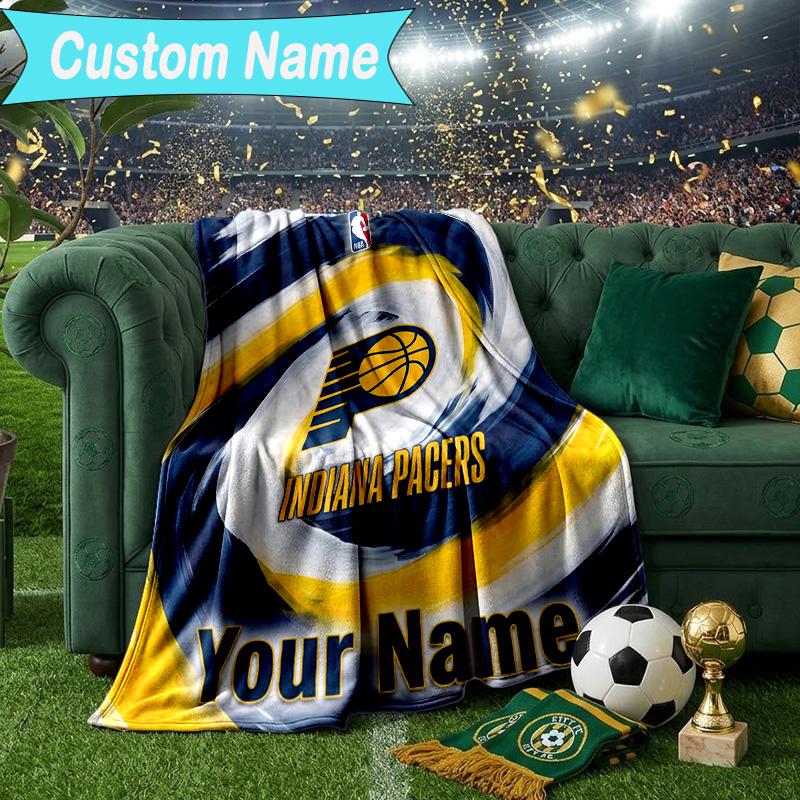 Custom Name Blanket Pacers Basketball Team Blanket Bedding Blanket for Travel, Camping, Living Rooms, Offices, Sofas, Fan Christmas gift