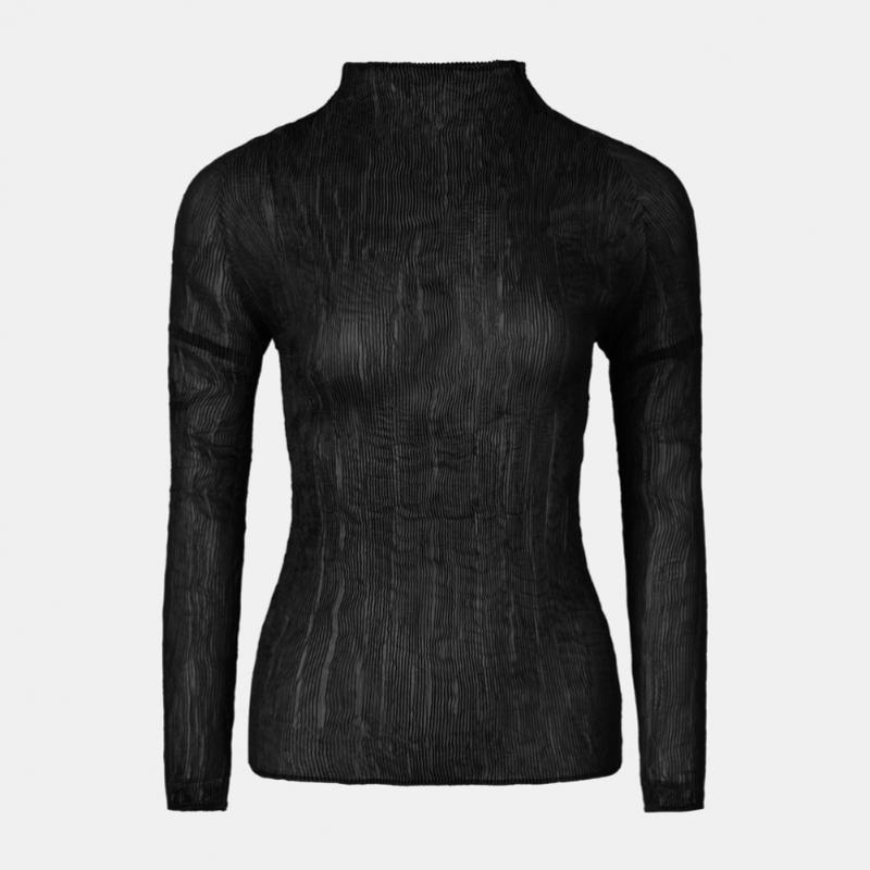 PleaTs Me Sheer Mock Neck PleaTed T shirT epTss026008