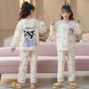 Girls Cotton Pajama Set Long Sleeve Round Neck Princess Style Sleepwear Kids 8-14 Years Winter Home Wear