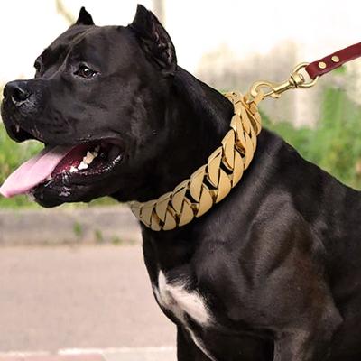 Coleira de metal forte para cachorro, aço inoxidável, treinamento de animais de estimação, coleira de estrangulamento para cães grandes, pitbull, buldogue, prata e ouro