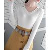 Women  Sweater Solid Slim V-Neck Warm Knitwear Winter Long Sleeve Turtleneck Top