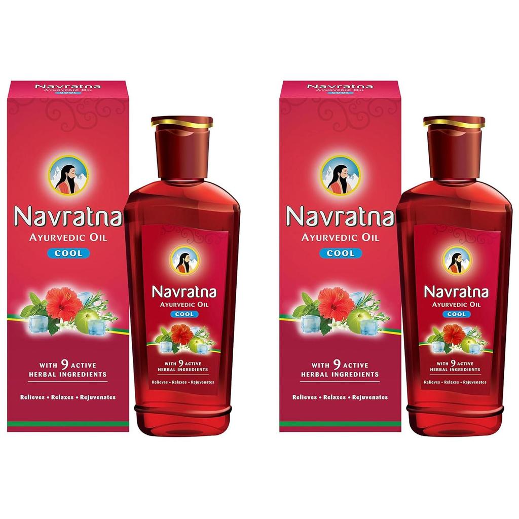 Navratna Cool Massage Oil For Rejuvenation Relaxing Herbal Body Liquid Hair Care Solution For Stress Relief 500 Ml X Pack Of 2