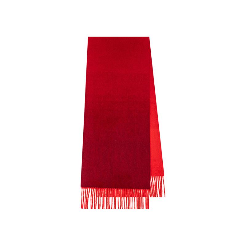Elegant Red 100% Wool Scarf: Korean Style, Versatile Shawl for Autumn & Winter