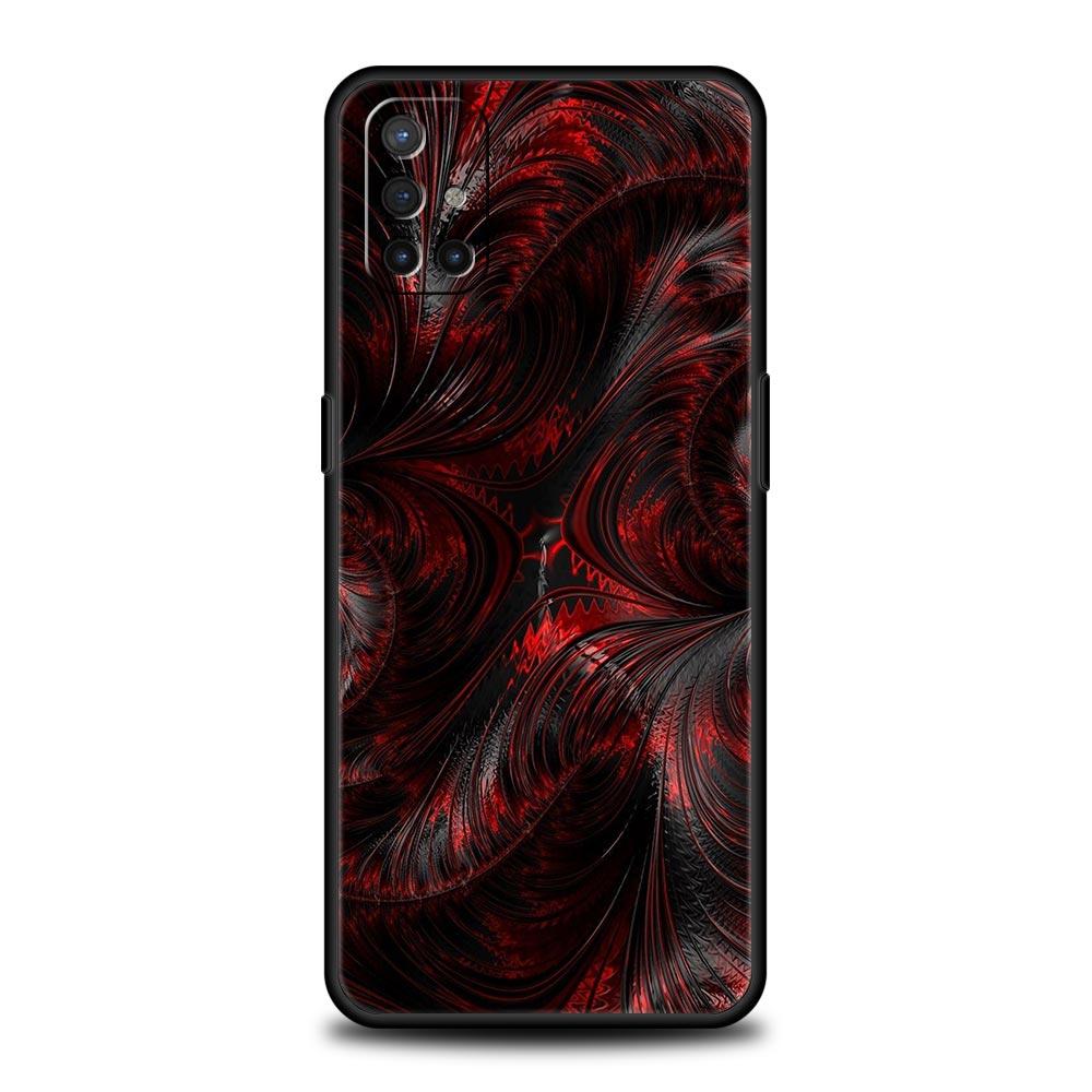 Phone Case For Oneplus 13R 13 12 10T 11 R10 Nord N100 N200 N10 9 9R CE 2 3 Z Pro Lite 5G Soft TPU Cover Black Red Ripple Art Bag