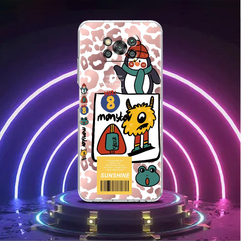 Clear Soft Case For Xiaomi Mi Poco X3 NFC M3 F3 12 11 Lite 11T 10T X3 Pro Note 10 9T Phone Funda Cover Christmas Cute Sled Elk