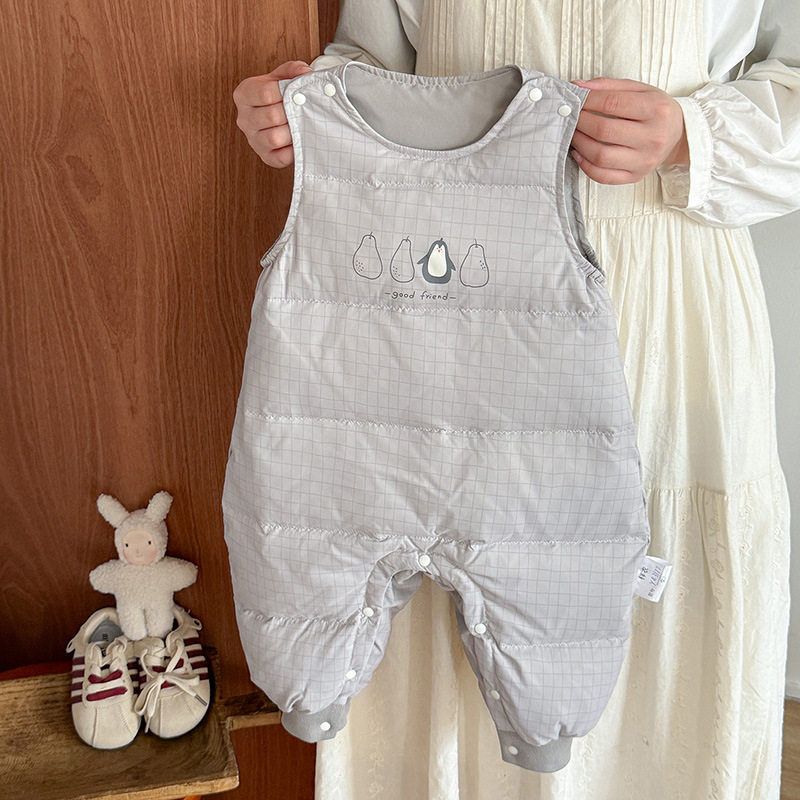 

Boys down Jumpsuit Autumn and Winter New Style Infant down Pants Cute Warm One-Piece Crawling Suit for Babies Class a Gray Yq3177 90
