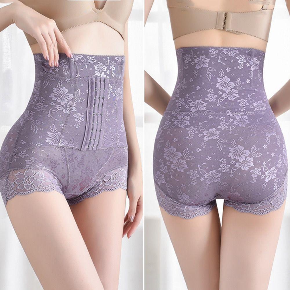 Lace Flower Butt Lifter Briefs High Waist Slimming Buckle Shapers Postpartum Body Shapers  Female