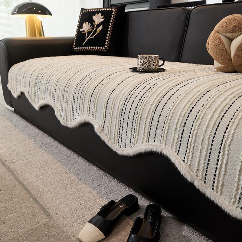 Special-Shaped Sofa Cushion Plush Autumn And Winter Thickened Leather Sofa Special Seat Cushion Fixed Non-Slip  New Sofa Cover