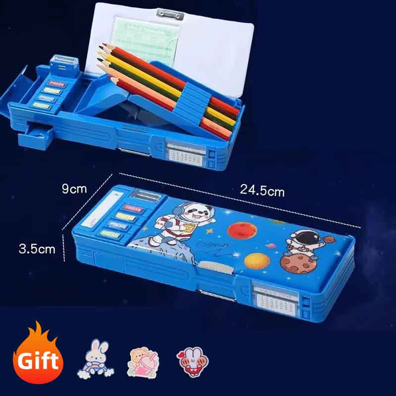 Multi Functional Primary School Cartoon Pencil Case Creative and Cute Double-layer Multifunctional Large Capacity Stationery Box