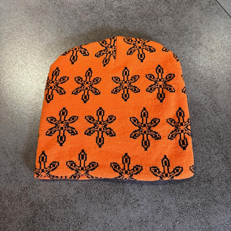 Double Pattern Floral Sided Knitted Hat Ear Protection Hood Cap For Use Outdoor
