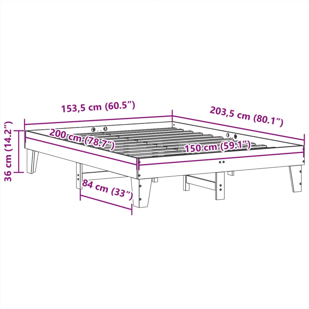 Solid Wood Bed without Mattress White 150 x 200 cm Pine Wood