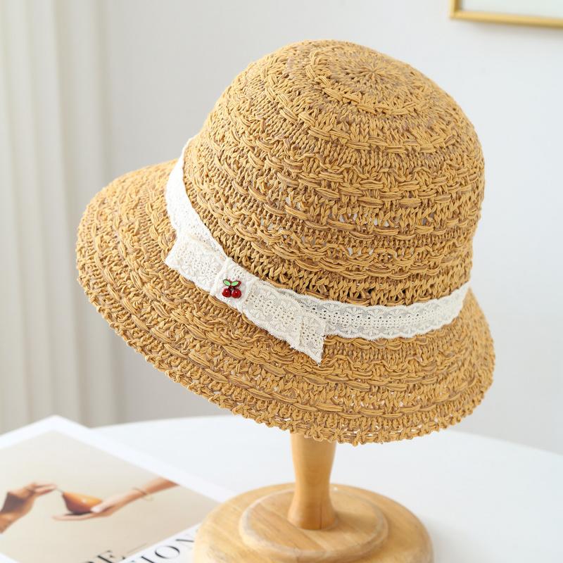 Hats Women Knitted Fisherman With Ribbon Cherry Bucket Hat Spring Summer Autumn SUNHAT Casual Travel