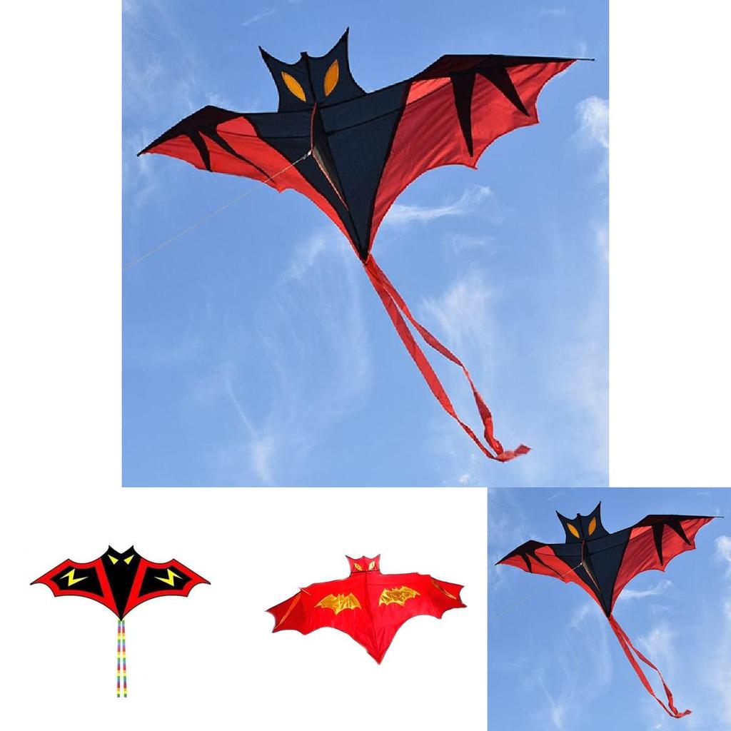 Large Triangle Bat Kite With Handcrafted Grid Fabric For Kids And Adults