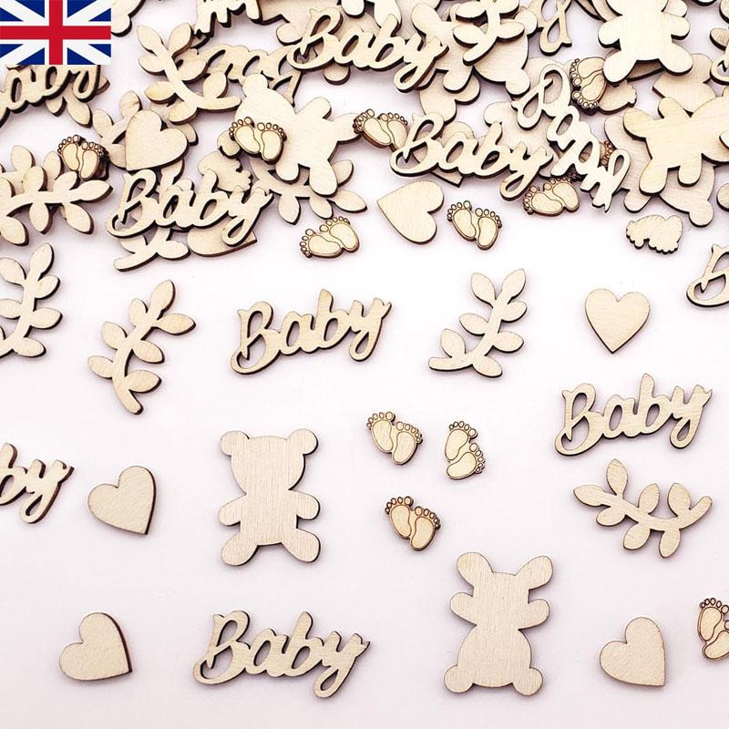 

100 шт., конфетти для детского душа, деревянный нейтральный деревенский стол, конфетти, украшение для детского душа для мальчиков и девочек, декор для вечеринки 100Pcs