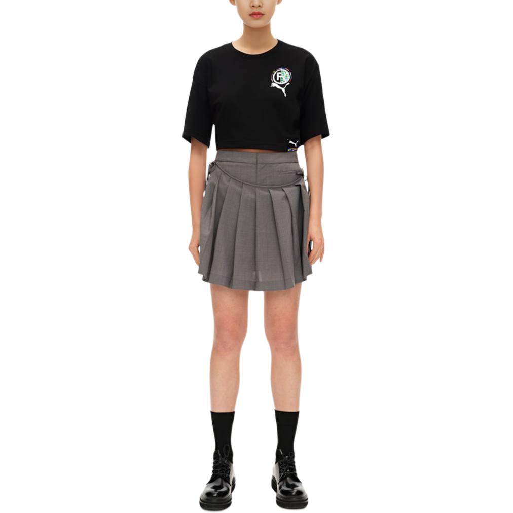 Puma Pi Graphic Logo Casual Sports High Waist Moisture Wicking Crew Neck Short Sleeve Drop Shoulder T-Shirt Women T-Shirt Black 532276-01