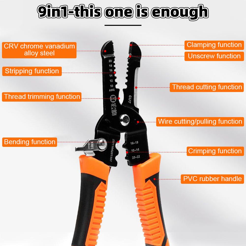10 In 1 Wire Strippers Pliers Cable Cutter For Electrician Household Network Free Ch-1 Connector Wire Cable And Heat Shrink Tube