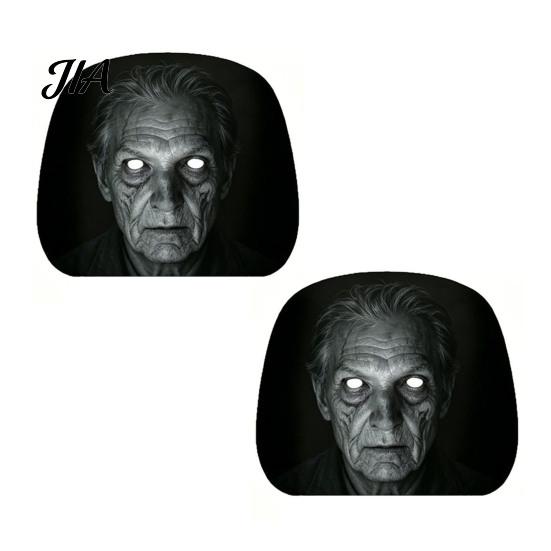 Anti-fouling Car Seat Protectors 2Pcs Ghost Face Headrest Covers, Halloween Horror Decorations, Easy Installation Sleeves Universal Fit Washable