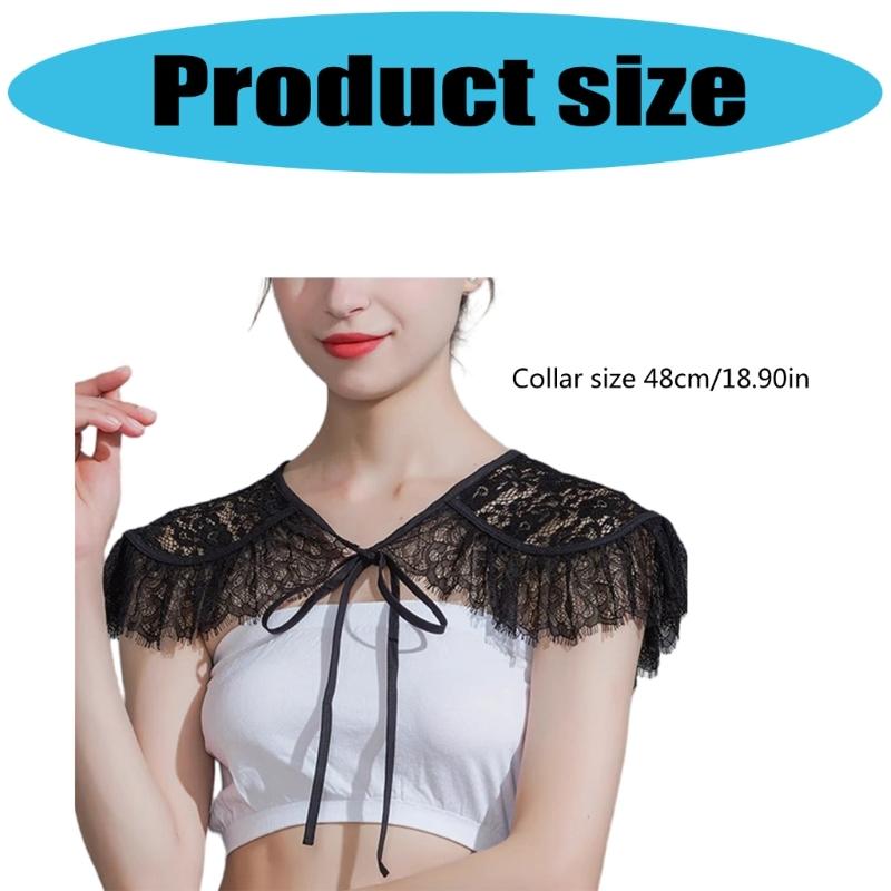 Elegant Lace Trimmed Polyester Shawl For Weddings Parties Office Lightweight Breathable Wrap