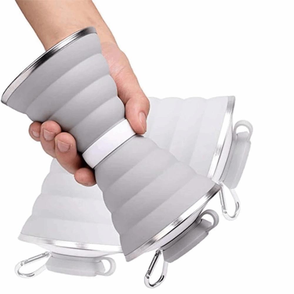 500ml Silicone Foldable Water Bottle Leak Proof with Hook Camping Collapsible Cup Heat Resistant Hangable Travel Foldable Cup