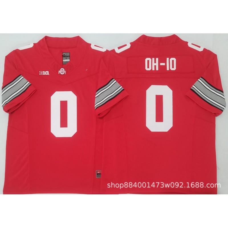 Mens Ohio State Buckeyes Rugby Jersey Training Shirt Cotton Blend Embroidered Football Uniform College Team Practice