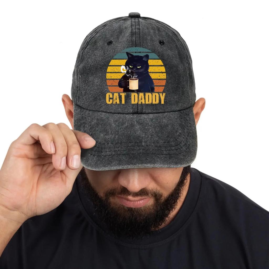 Cat Daddy Funny Baseball Cap Funny Hats Men Dad Hat,Cat Hat Cat Lover Hat Gifts Adjustable Cotton Baseball Cap for Men Black