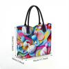  Colorful Abstract Pattern Tote Bag Stylish Large Capacity Casual Daily Handbag for Women Shopping Travel Use