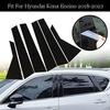 6Pcs Car Window Pillar Posts Door Trims Cover For Hyundai Kona/Kauai/Encino 2018-2023/i20 2021 2022 2023 Glossy Black Stickers