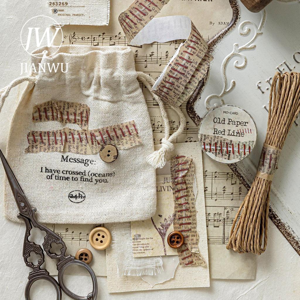 JIANWU 20mm*200cm Ripped-edge Sewing Series Vintage Zipper Landscape Material Collage Washi Tape Creative DIY Journal Stationery