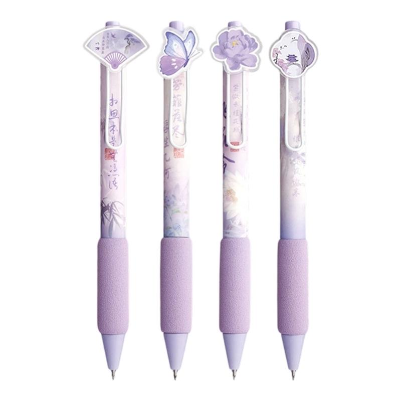 Elegant Floral Patterned Gel Pen With Ergonomic Handle Non Toxic Ink For Students Professional Daily Use Friendly Stationerys