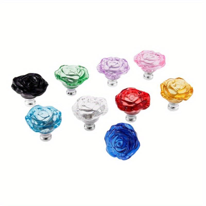 1pc 50mm Crystal Rose Glass Clear Knob Furniture Kitchen Drawer Cabinets Handles Dresser Closet Pulls Furniture Hardware