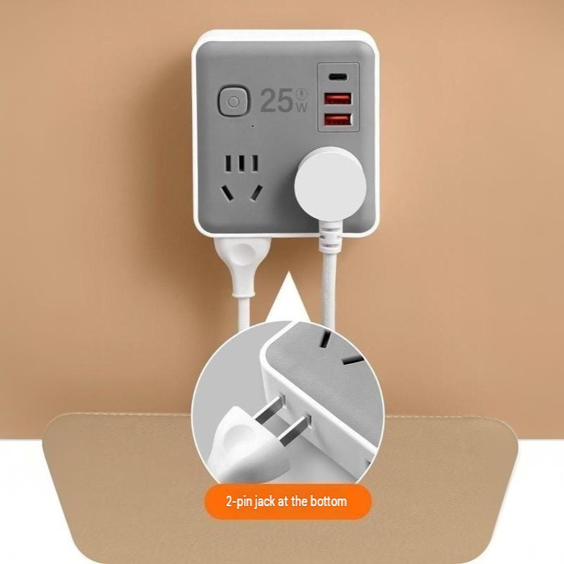 25W Fast Charge Wall Power Socket Stable Output USB C USB A Multi Port Outlet for Office Travel Dorm