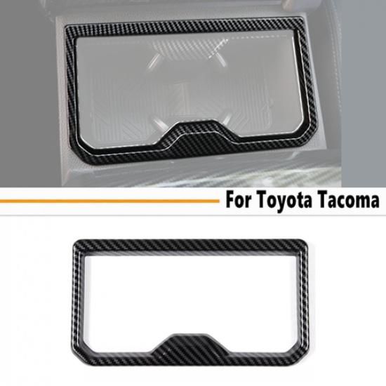 Carbon Fiber Central Water Cup Holder Cover Trim Frame For Toyota Tacoma 24-2025