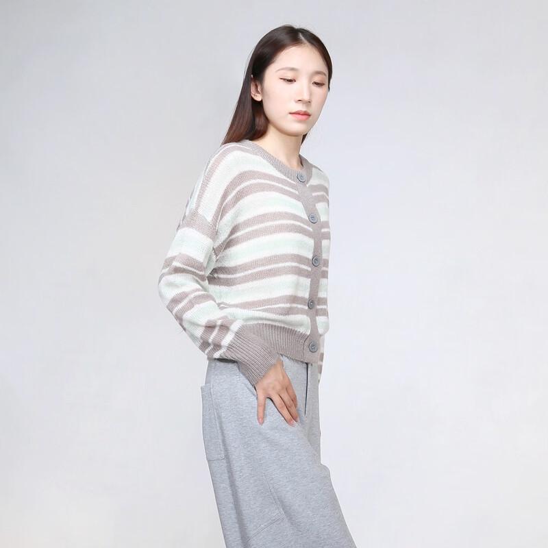 Sweet Basil Women's Casual Striped Long Sleeve Knit Sweater