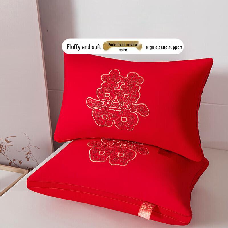 OLOMM Embroidered Festive Wedding Pillow Pair